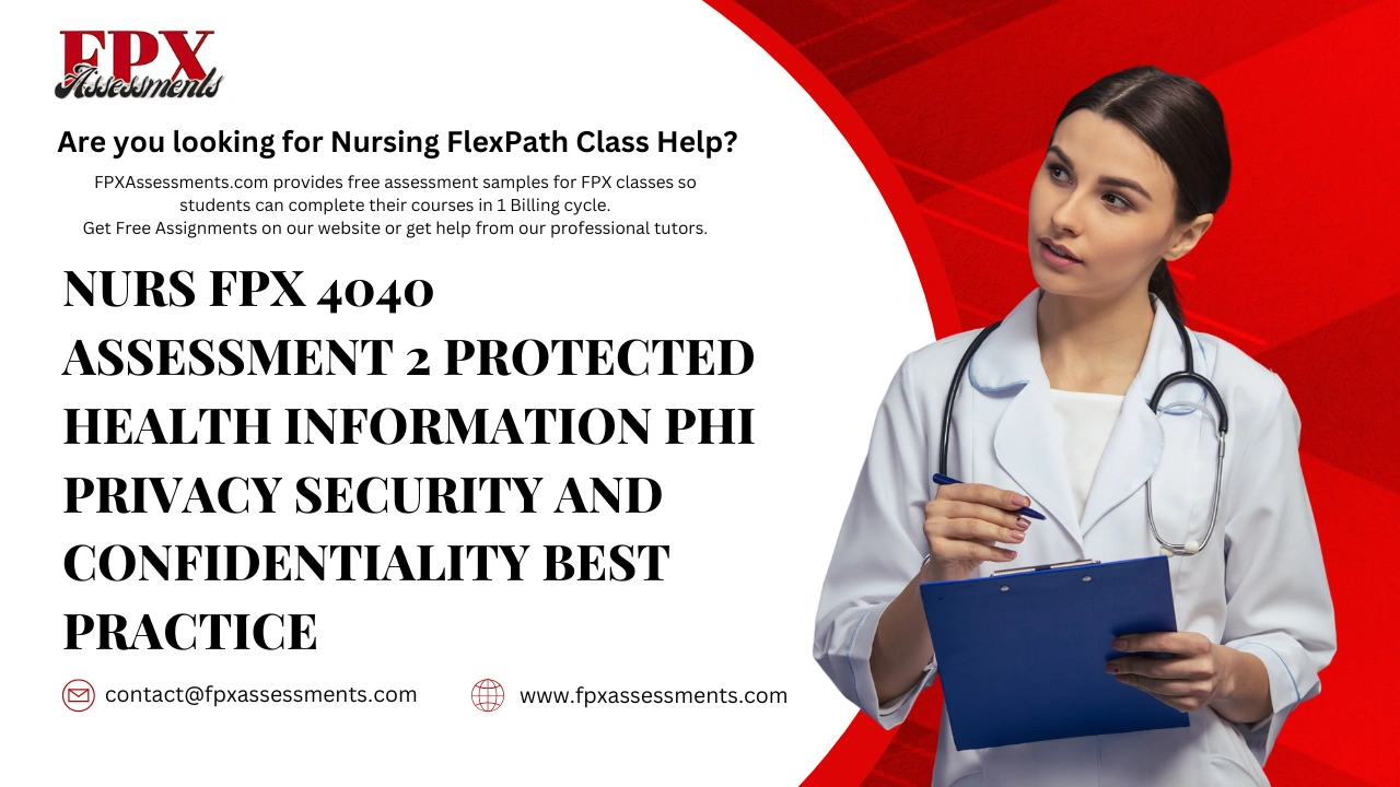 NURS FPX 4040 Assessment 2 Protected Health Information Phi Privacy Security and Confidentiality Best Practice