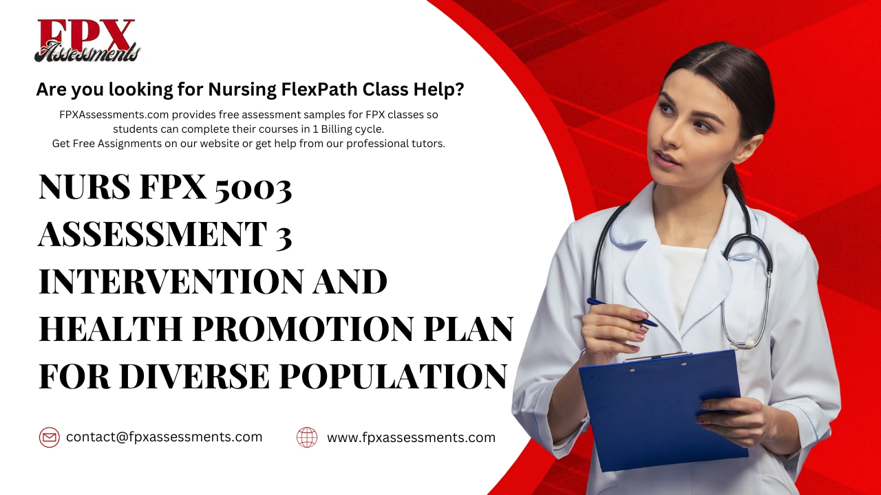 NURS FPX 5003 Assessment 3 Intervention And Health Promotion Plan For Diverse Population