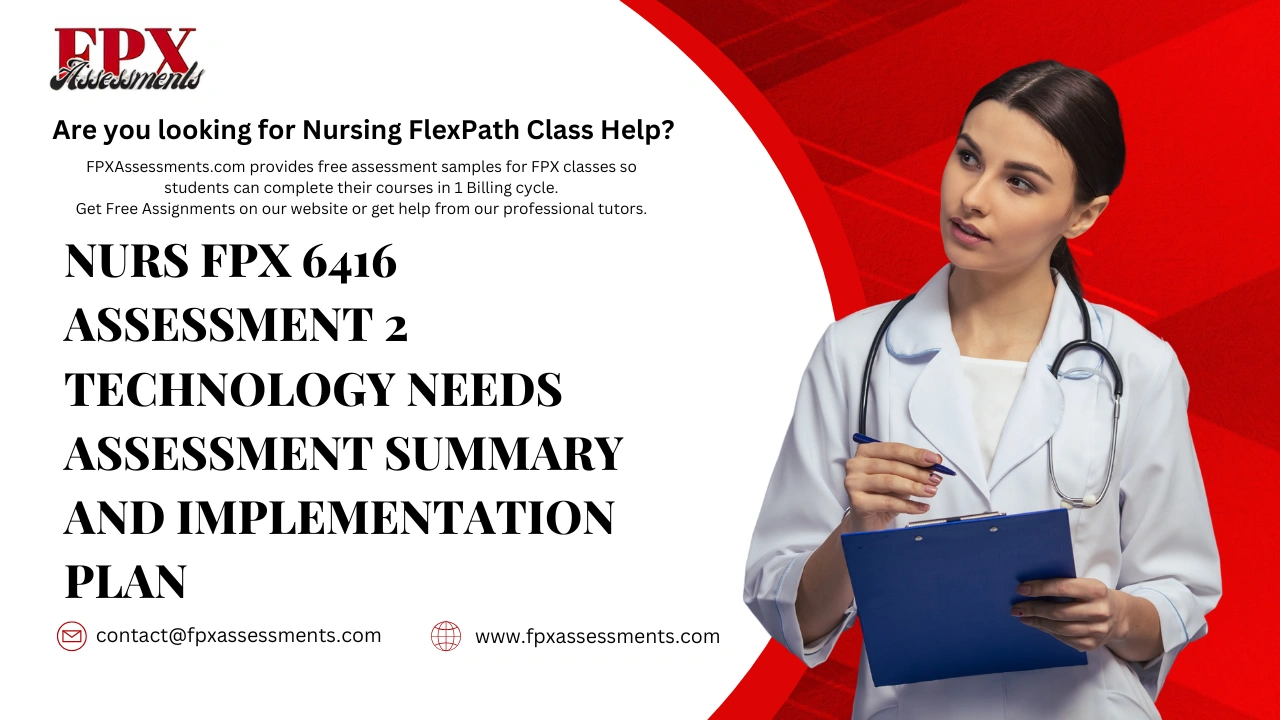 NURS FPX 6416 Assessment 2 Technology Needs Assessment Summary and Implementation Plan